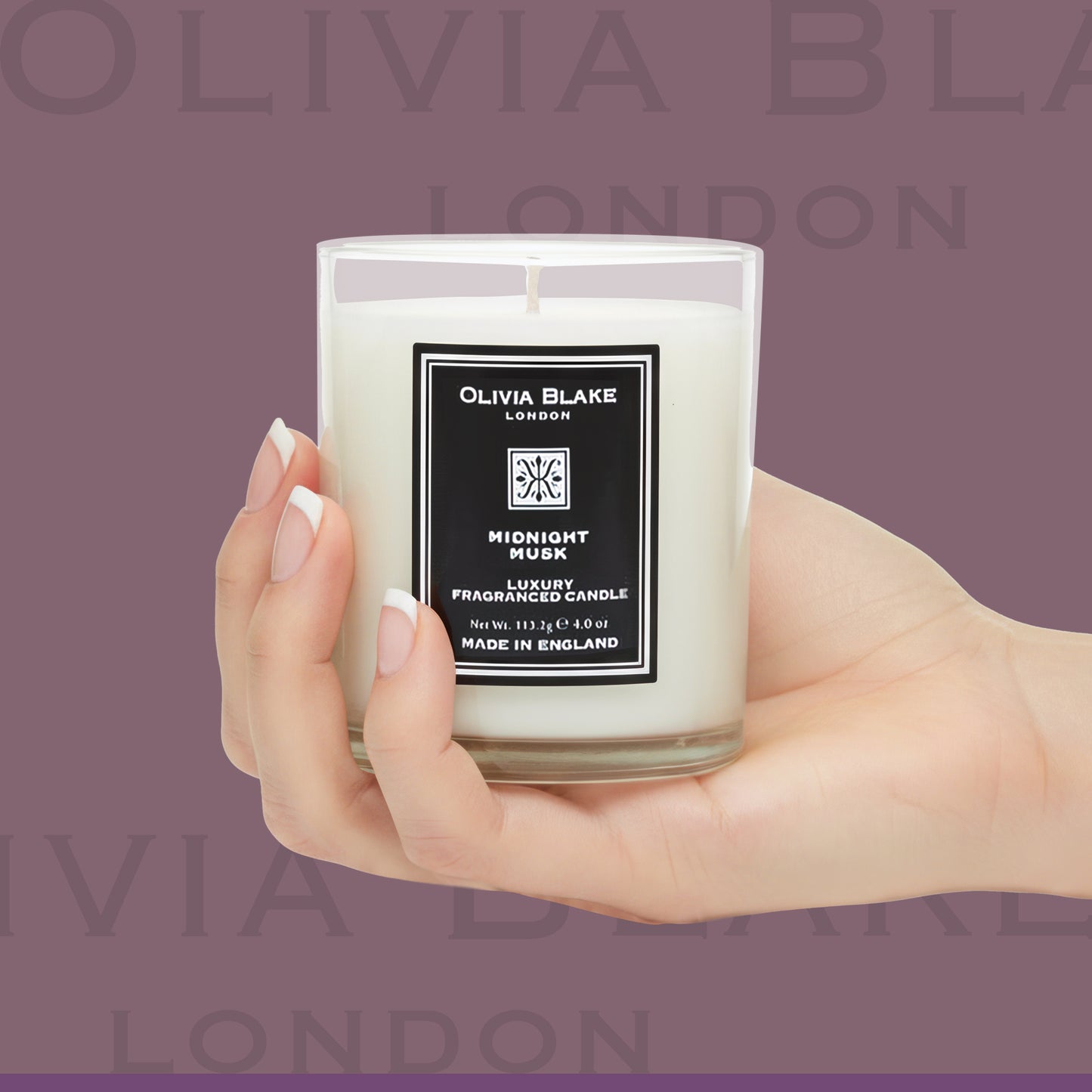 Olivia Blake Midnight Musk Trio Gift Set – Luxury Bath & Shower Gel 250ml, Hand & Body Lotion 250ml, Fragranced Candle 100ml – Elegant Home & Body Collection, Made in London