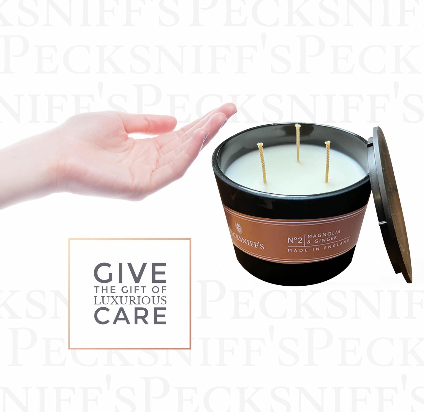 Pecksniffs Black Magnolia & Ginger Scented Candle | 3 Wicks, 283g/9.9oz