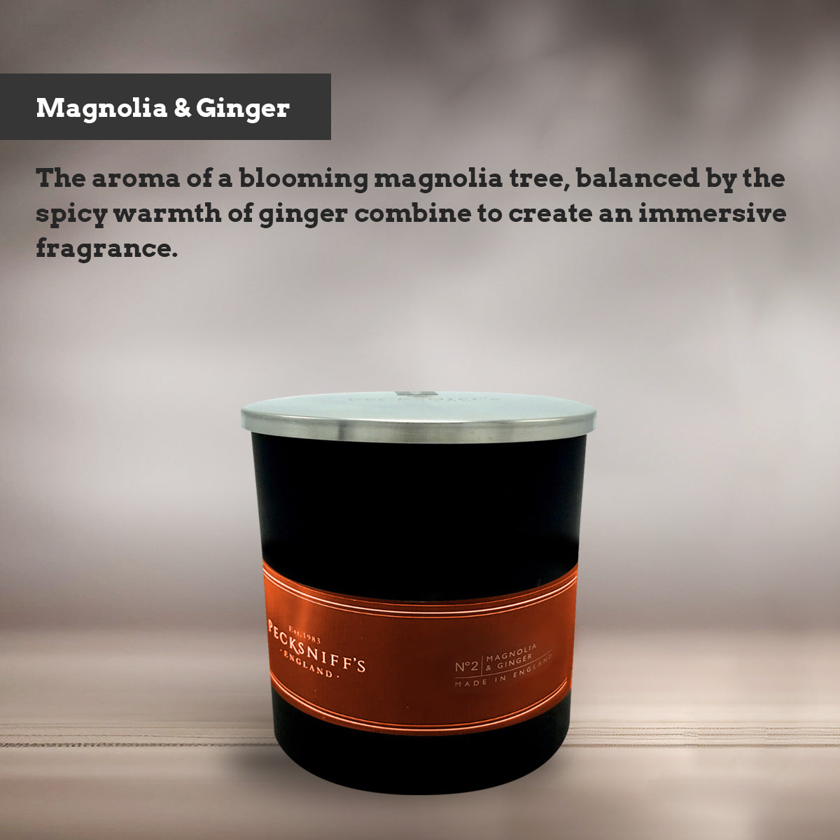 Pecksniffs Black Magnolia & Ginger Scented Candle | 1 Wick, 184g/6.49oz