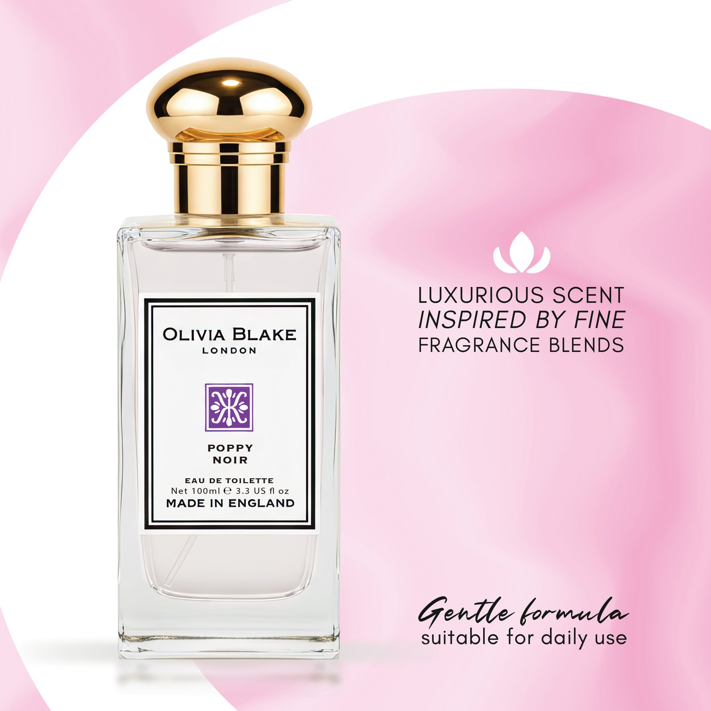 Olivia Blake Poppy Noir Eau de Cologne Spray – Fruity Floral Unisex Cologne with Iris, Tonka & Musk Notes, 3.3 fl oz