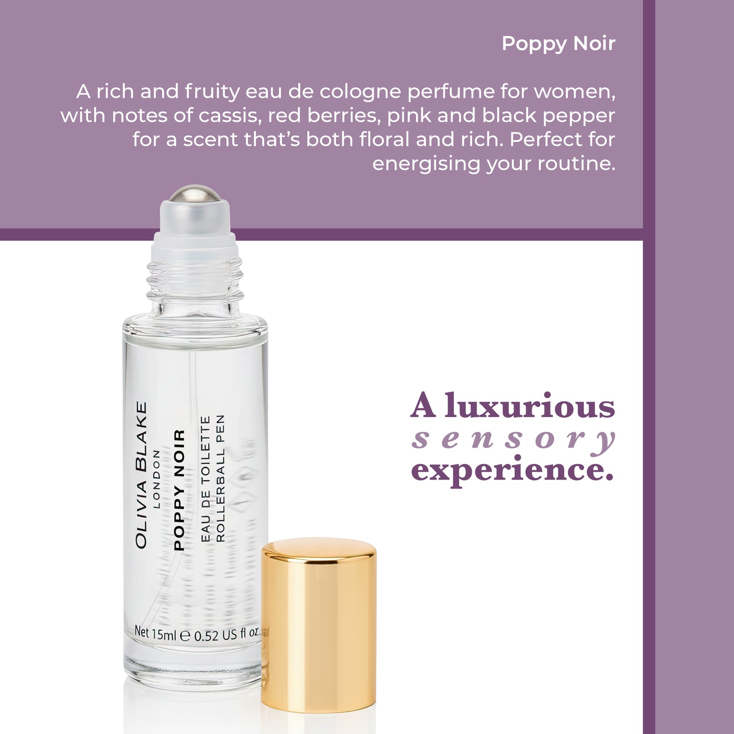 Olivia Blake Poppy Noir Perfume Roller Ball – 15 ml/0.52 fl oz Fine Fragrance Eau de Toilette, Travel Size Perfume for Women
