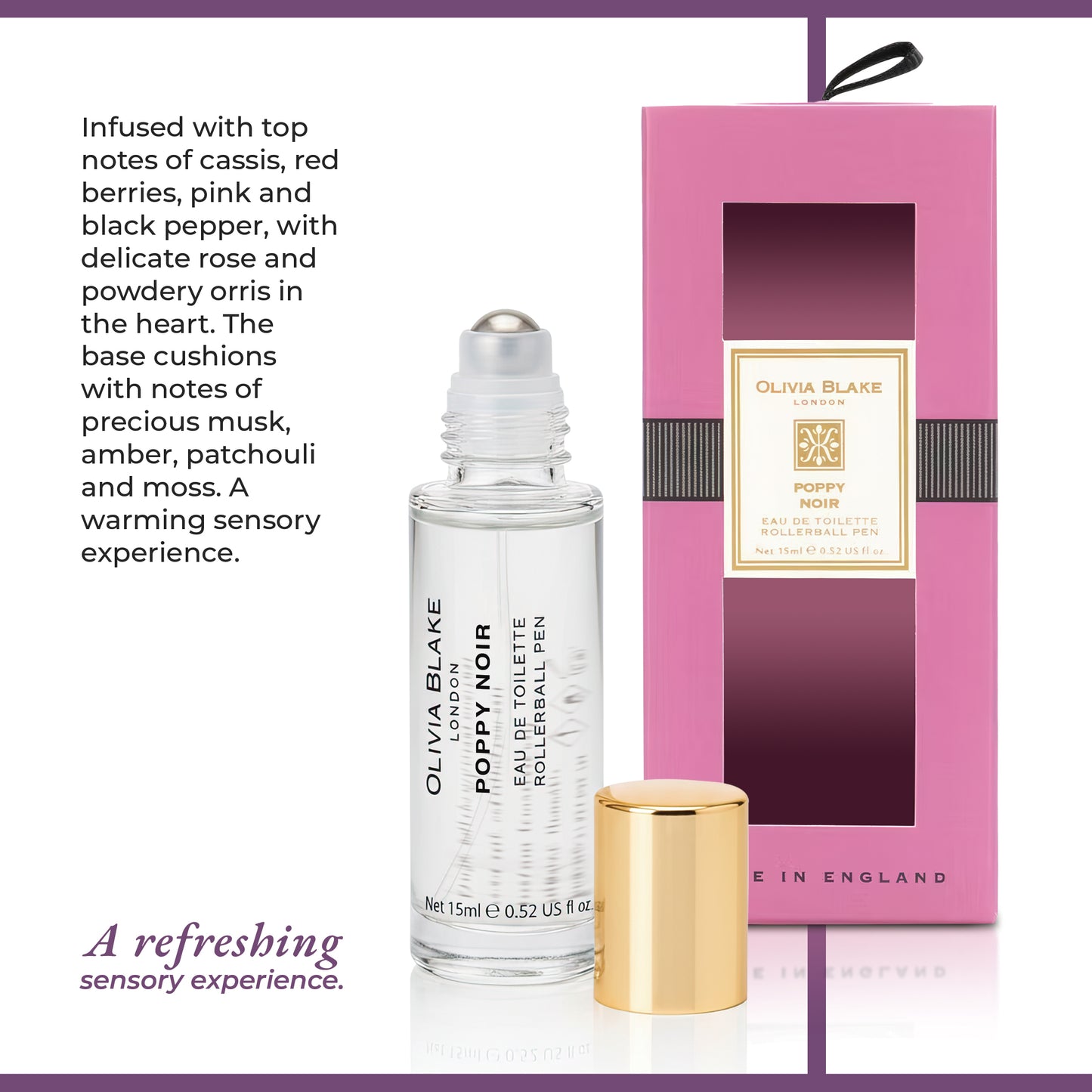 Olivia Blake Poppy Noir Perfume Roller Ball – 15 ml/0.52 fl oz Fine Fragrance Eau de Toilette, Travel Size Perfume for Women