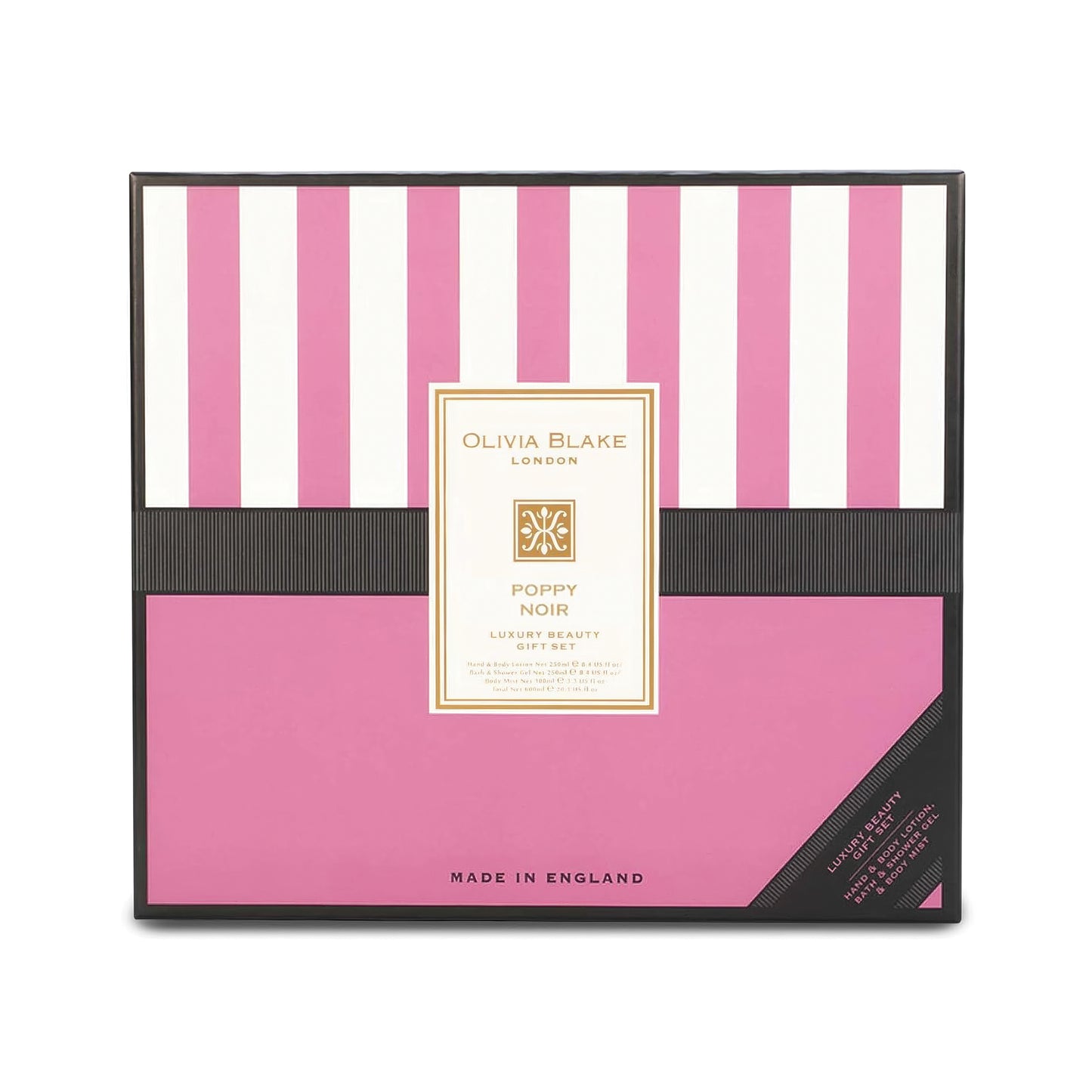 Olivia Blake Poppy Noir Trio Gift Set – 100 ml/3.38 fl oz Body Mist, 250 ml/8.45 fl oz Shower Gel, 250 ml/8.45 fl oz Body Lotion – Luxurious Everyday Essentials for Women