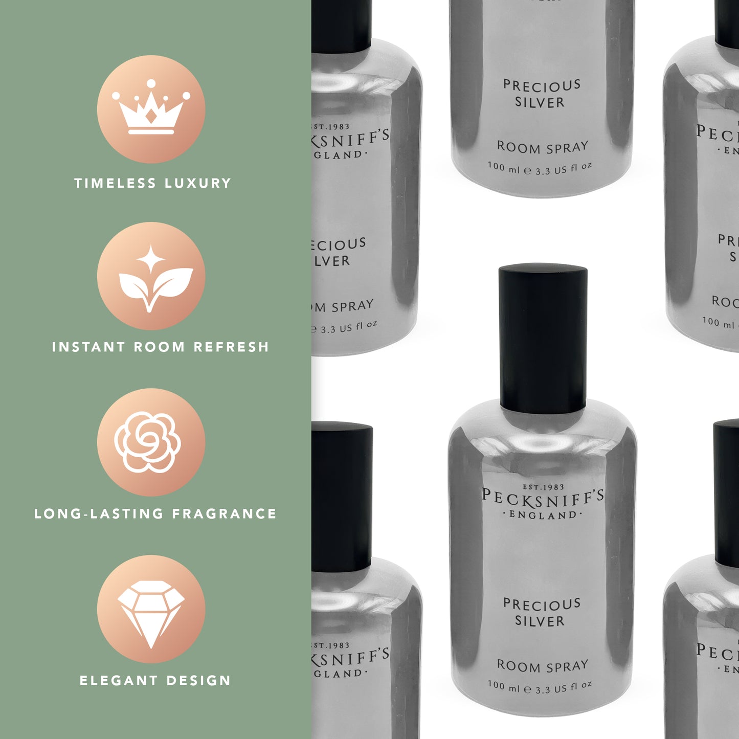 Pecksniffs Precious Silver Room Spray | 100ml/3.38 Fl Oz