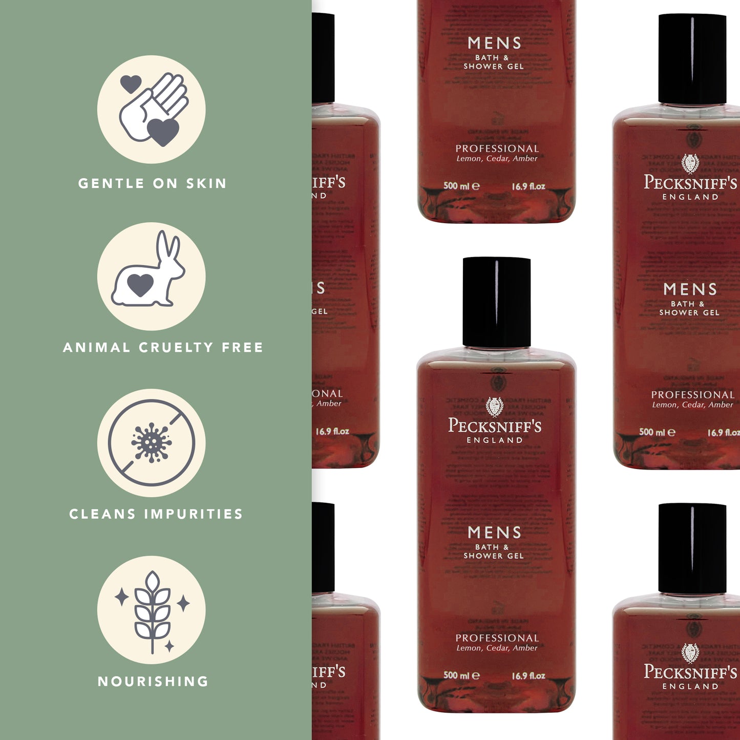 Pecksniffs Professional Men's Bath and Shower Gel | 500ml /16.9 Fl Oz