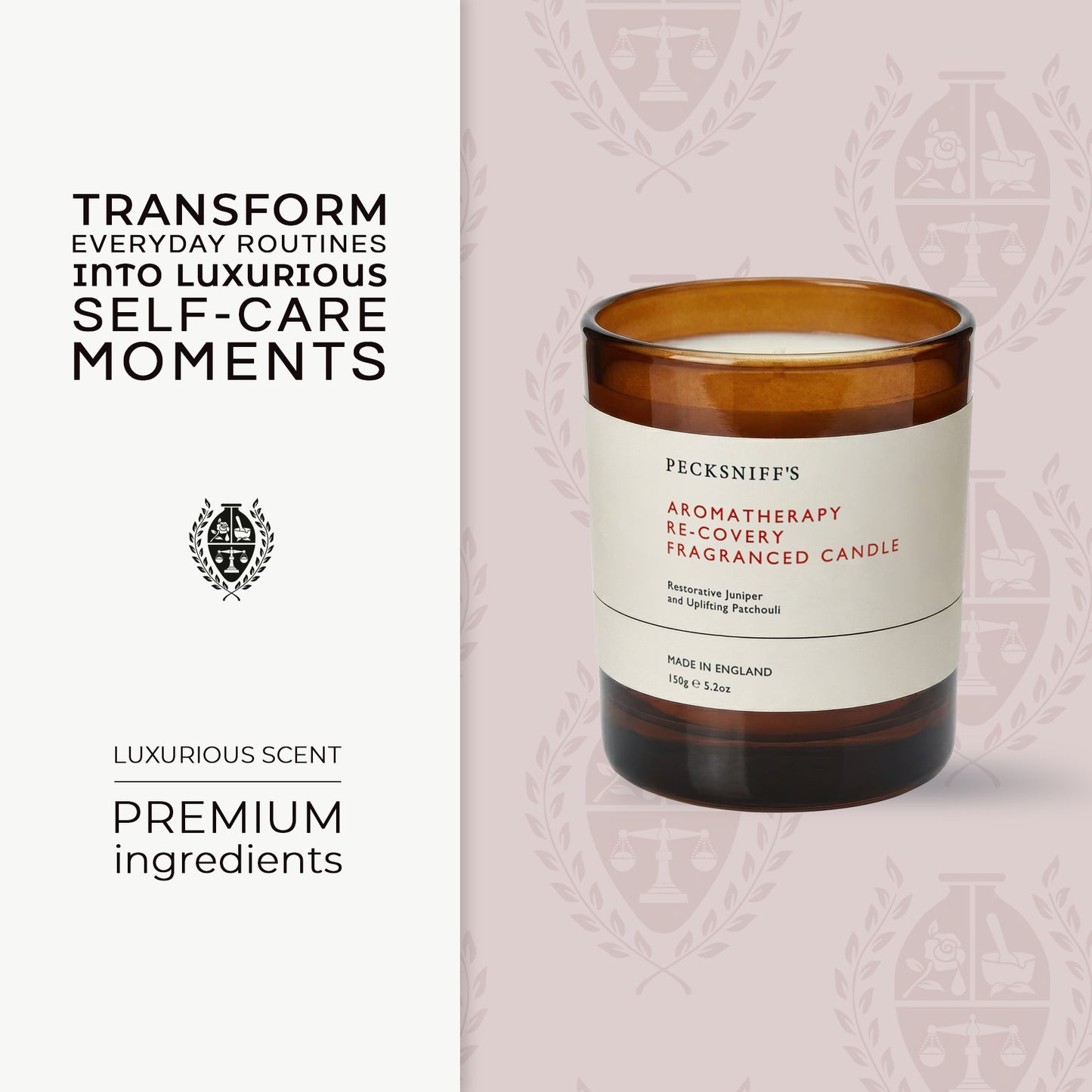 Pecksniffs Aromatherapy Re-Covery Candle with Dust Cover | 1 Wick, 150g/5.29oz