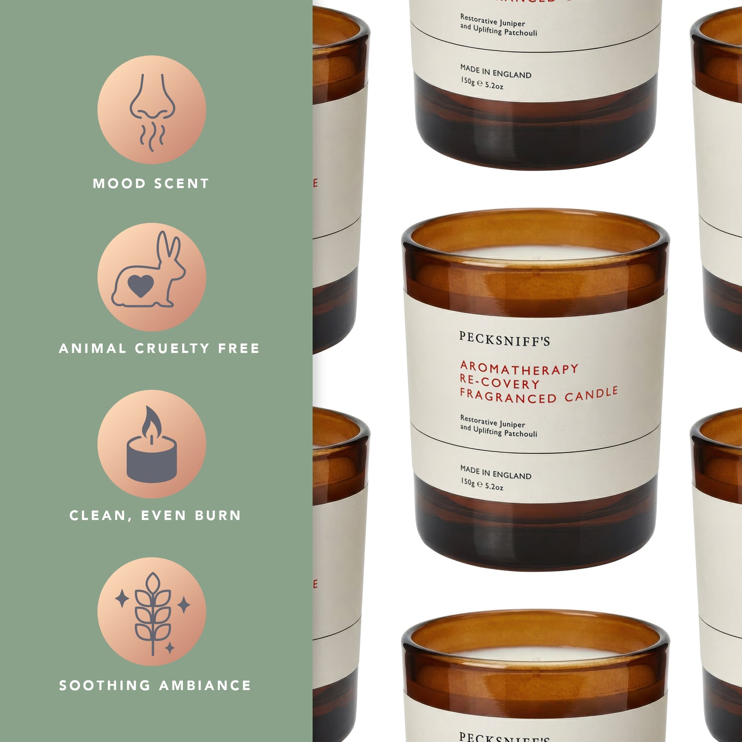 Pecksniffs Aromatherapy Re-Covery Candle with Dust Cover | 1 Wick, 150g/5.29oz