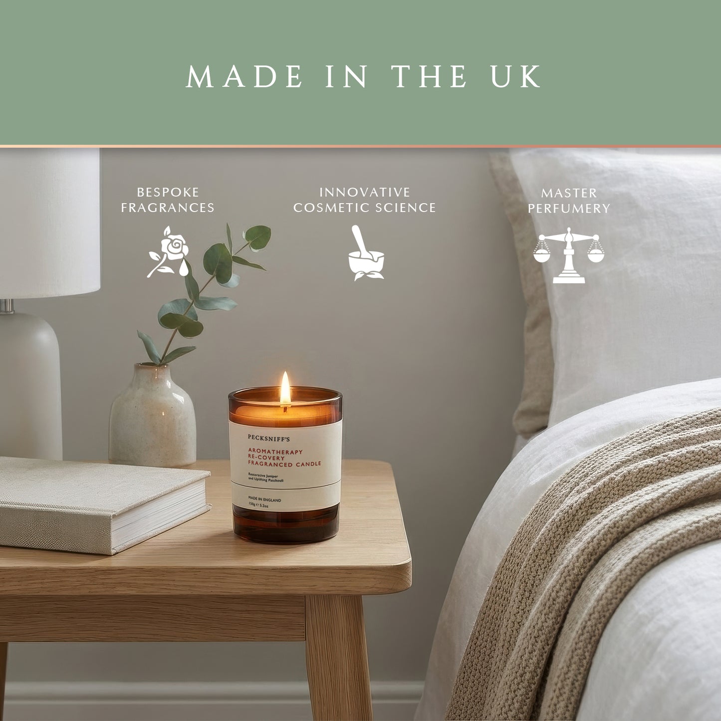 Pecksniffs Aromatherapy Re-Covery Candle with Dust Cover | 1 Wick, 150g/5.29oz