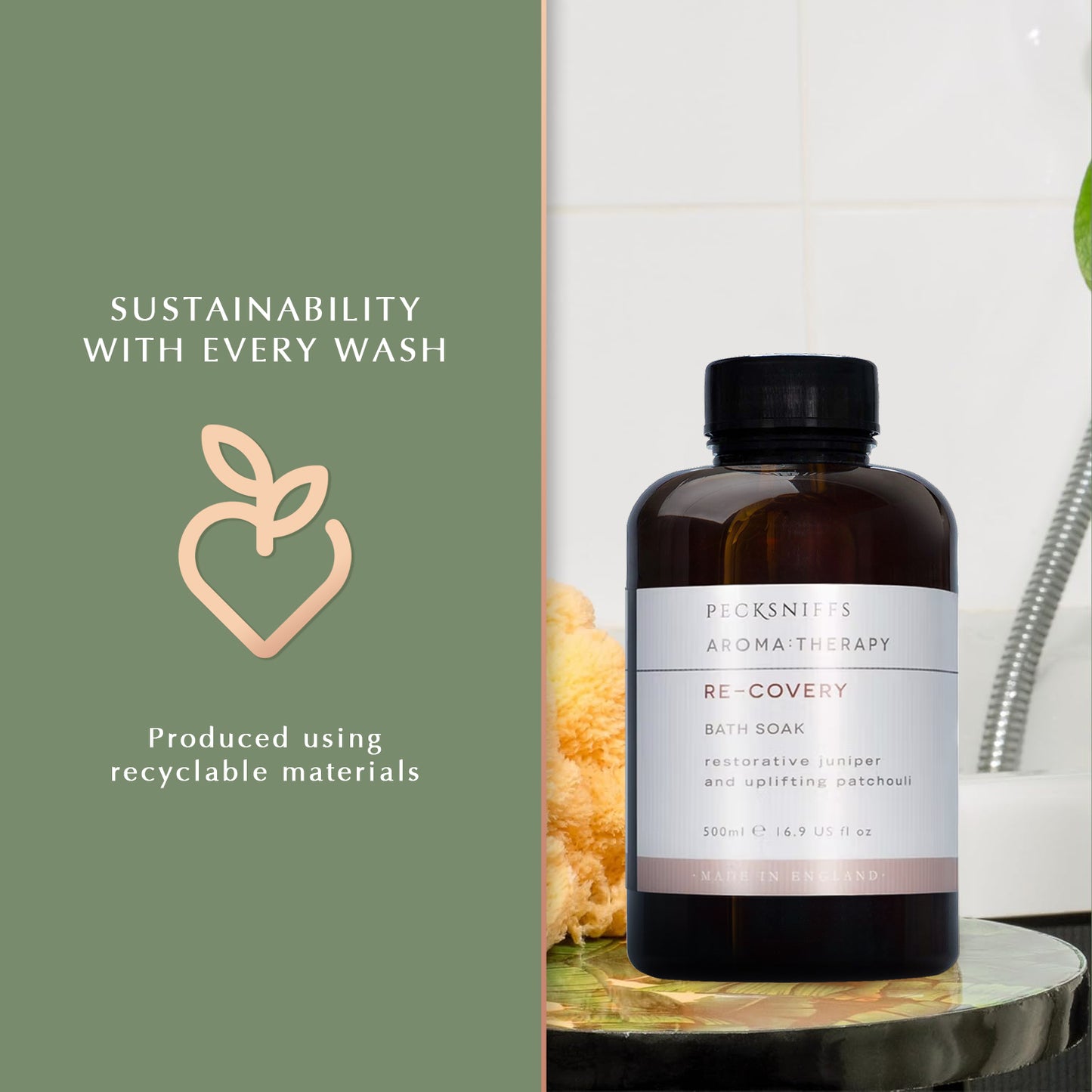 Pecksniffs Aroma:Therapy Re-Covery Bath Soak Decanter | 500ml/16.9 Fl Oz