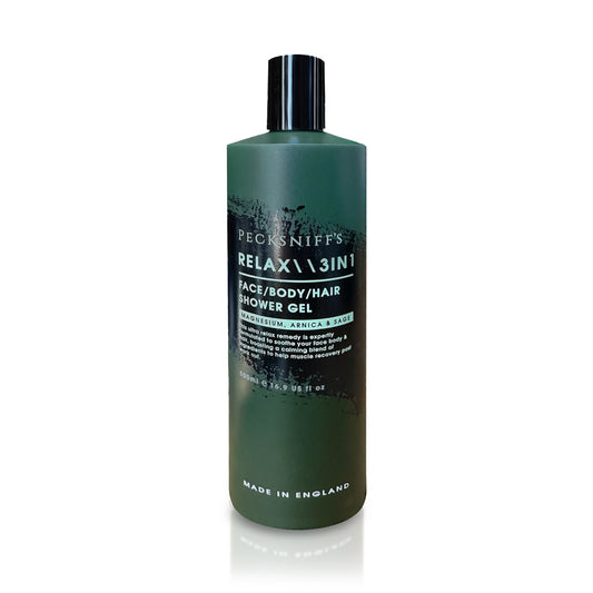 Pecksniff's Relax Magnesium 3-in-1 Arnica & Sage Shower Gel | 500ml /16.9 Fl Oz