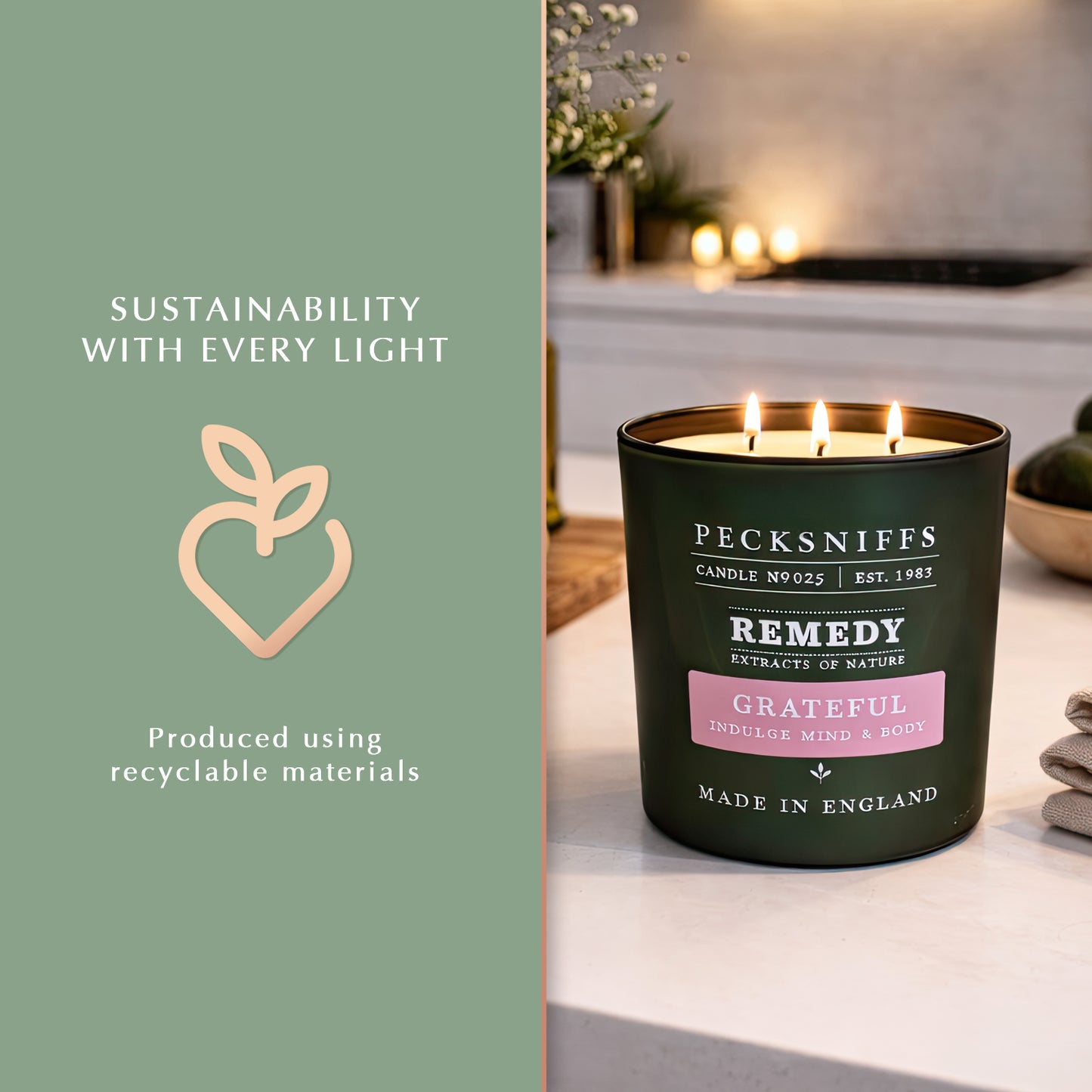 Pecksniff’s Aromatherapy Grateful Candle 3 Wick 19.4 oz/550 g, Honey Aloe Fragrance, Long Lasting Luxury Glass Candle for Relaxation, Home and Gifts