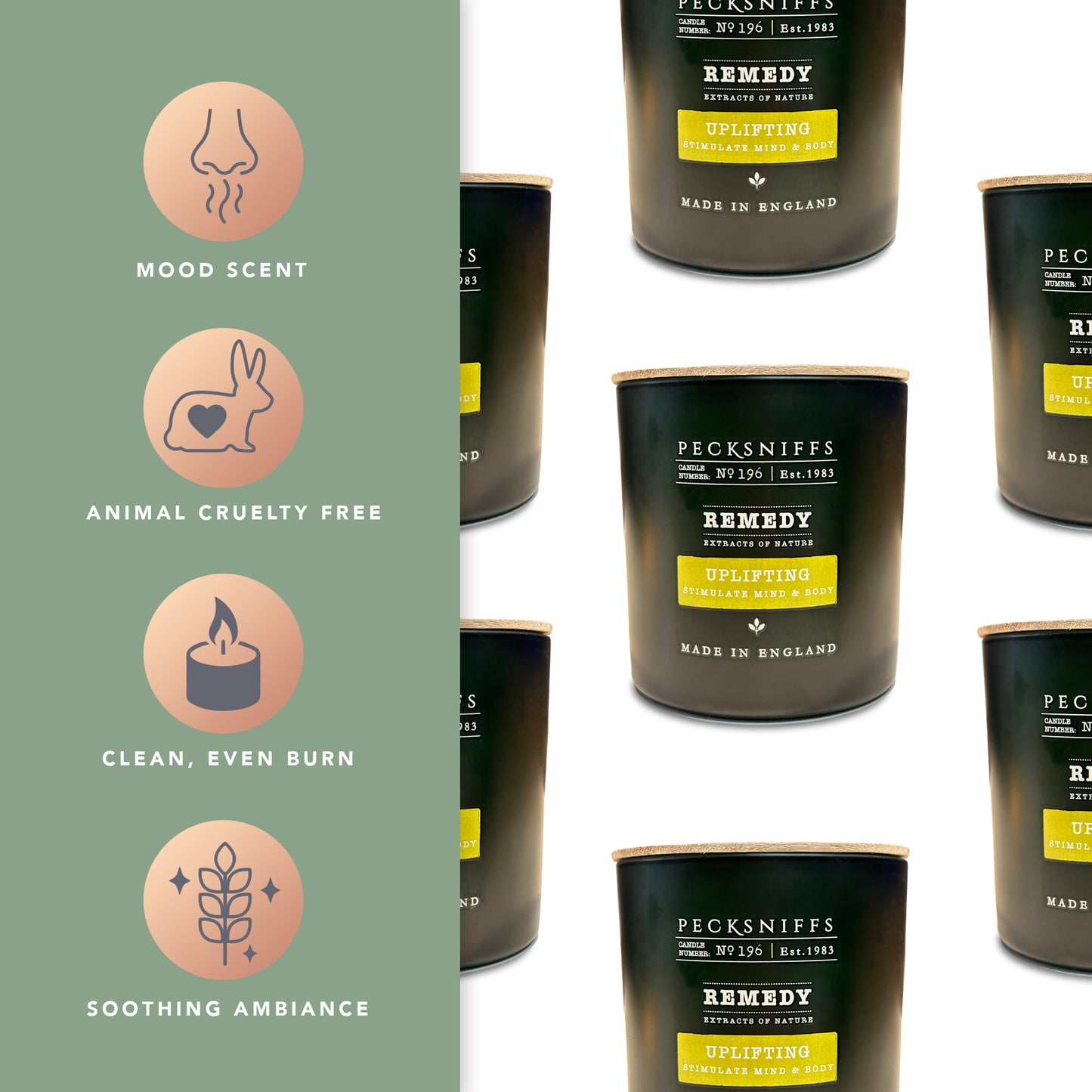Pecksniff’s Aromatherapy Uplifting Candle 3 Wick 18.16 oz/515 g, Citrus Green Tea Fragrance, Grapefruit Lemon Notes, Energizing Luxury Glass Candle for Home and Gifts