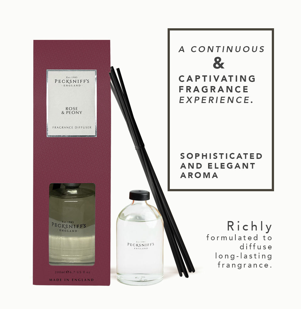 Pecksniffs Rose & Peony Diffuser | 200ml/6.76 Fl Oz