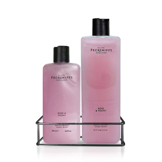 Pecksniffs Classic Rose & Peony Moisturizing Hand Wash 500ml/16.9 Fl oz and Hand Wash Refill 1L/1000ml,33.8 Oz