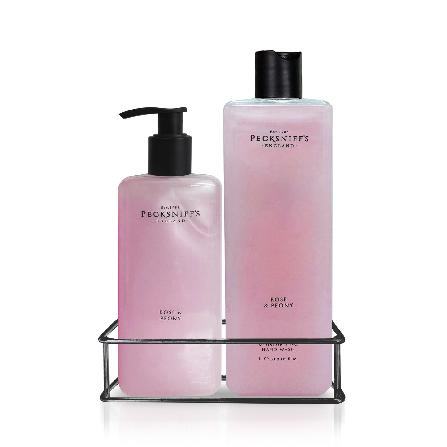 Pecksniffs Classic Rose & Peony Moisturizing Hand Wash 500ml/16.9 Fl oz and Hand Wash Refill 1L/1000ml,33.8 Oz