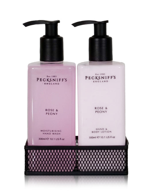 Pecksniff's Rose & Peony Moisturizing Hand Wash, Lotion & Caddy | 300ml/10.14 Fl oz