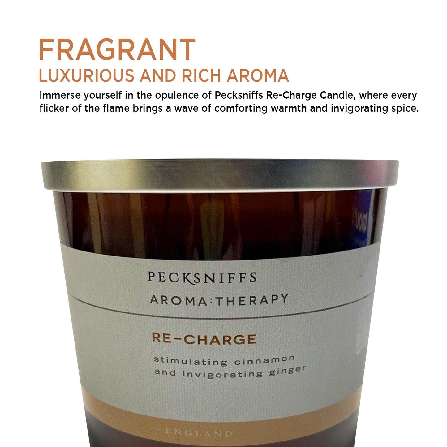 Pecksniffs Amber Re-Charge Candle | 3 Wicks, 550g/19.40oz