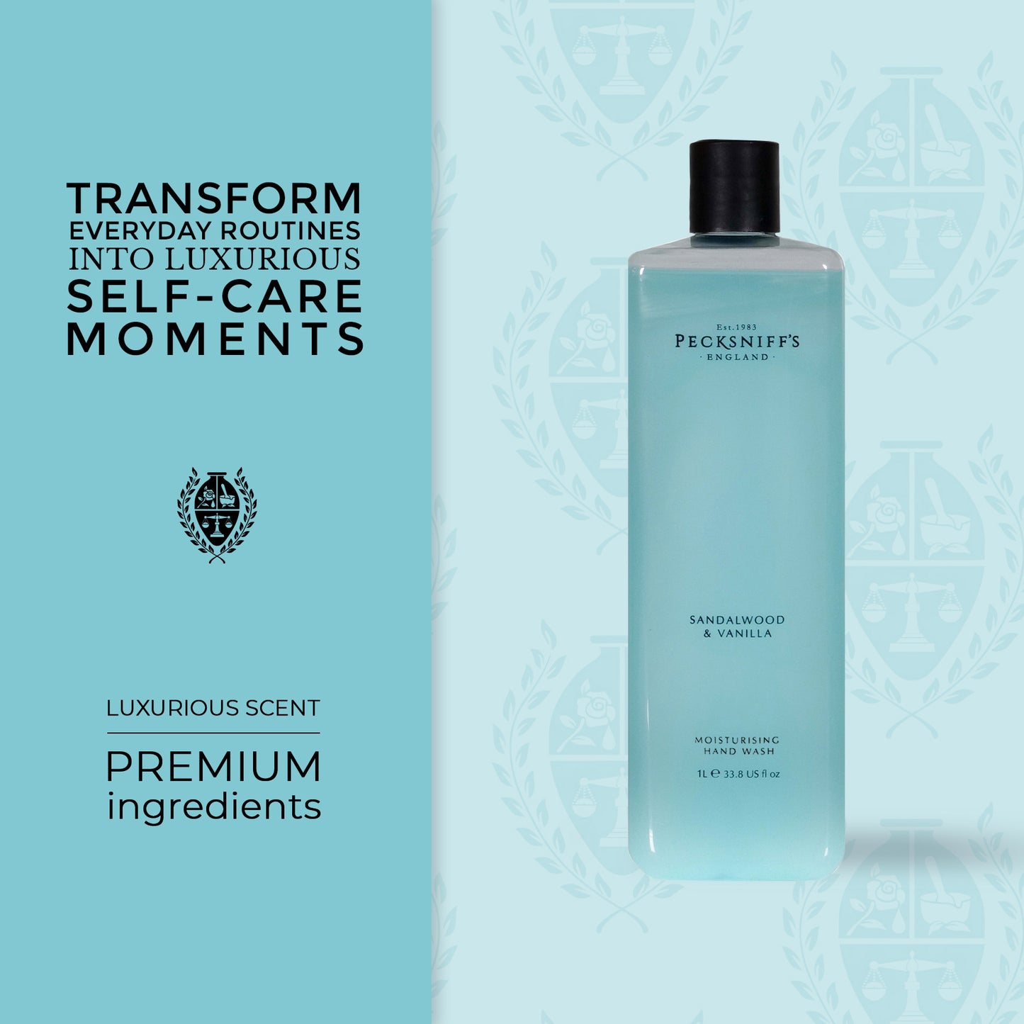 Pecksniffs Classic Sandalwood & Vanilla Scented Moisturizing Hand Wash Refill | 1L/1000ml, 33.8 Fl oz