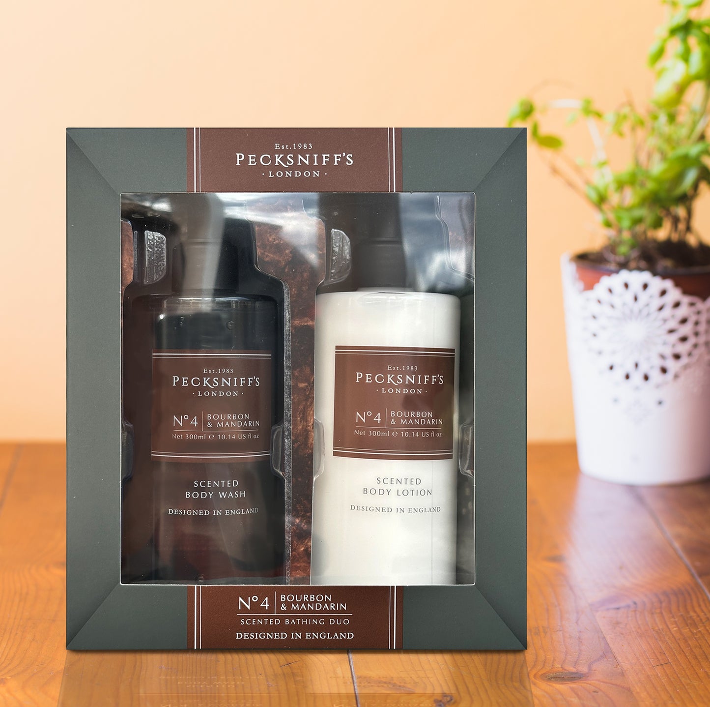 Pecksniffs Mens Bathing Duo Collection – Bourbon & Mandarin Scented Body Wash and Body Lotion Gift Set, 2 x 250ml