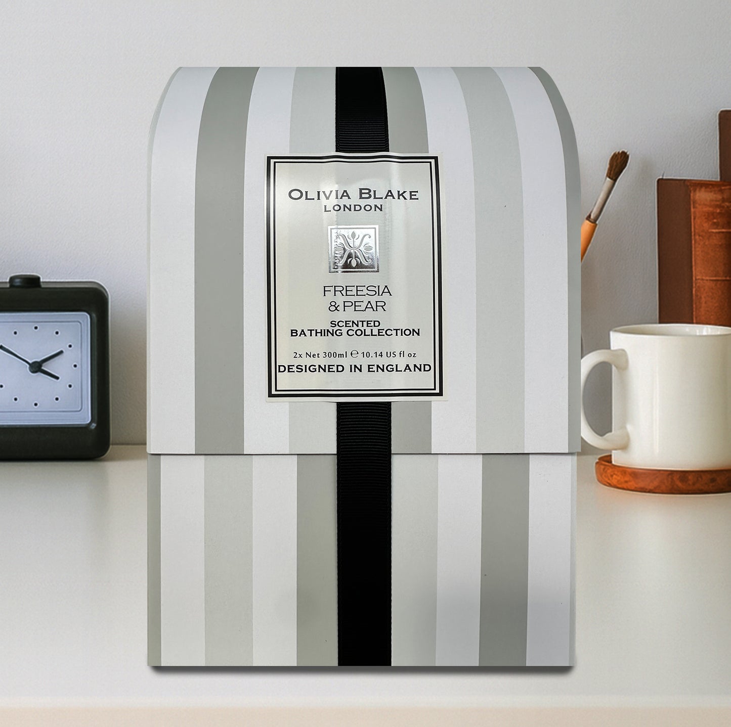 Olivia Blake Freesia & Pear Bathing Collection Gift Set, Luxurious Bath & Body Essentials in Elegant Keepsake Box, Includes Shower Gel and Body Lotion, Designed in England, 300ml/10.14 fl oz