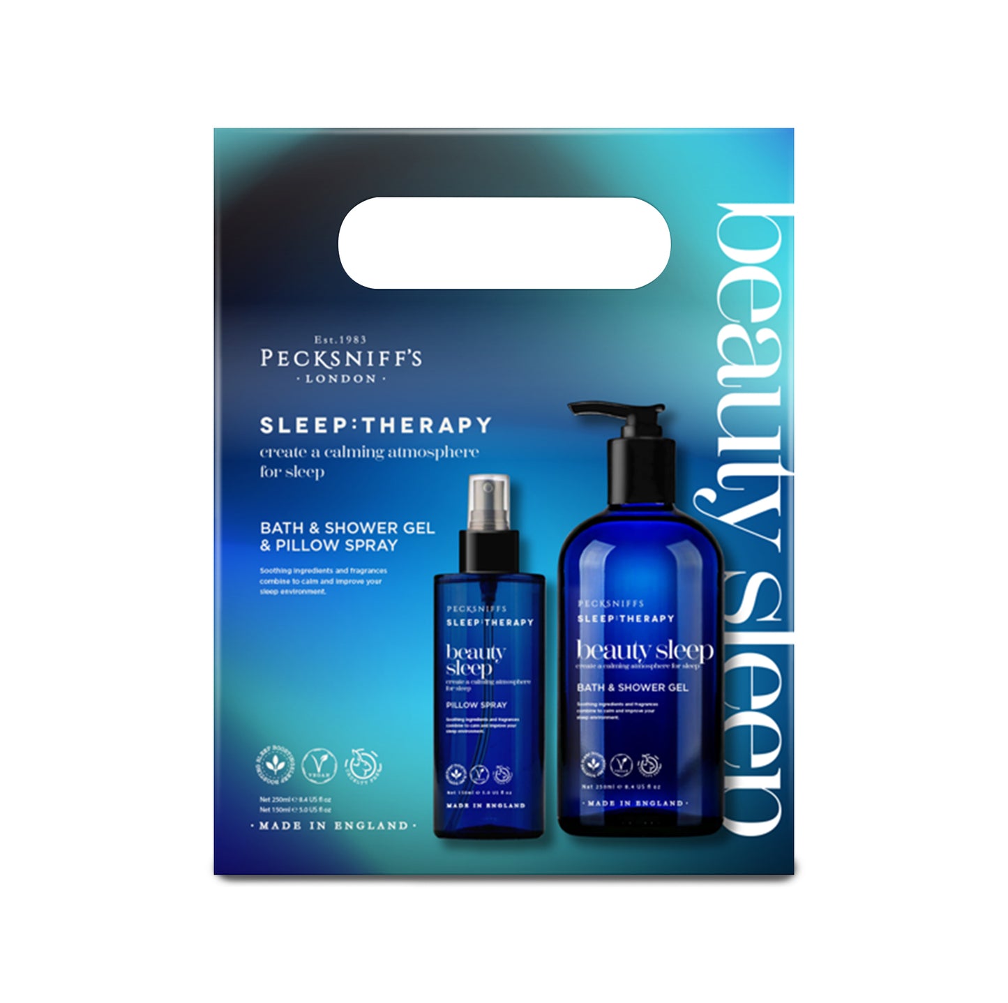 Pecksniff's Sleep Therapy Duo Gift Set – Beauty Sleep Bath & Shower Gel 300 ml & Pillow Spray 100 ml – Relaxing Aromatherapy for Restful Nights