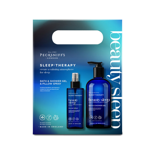 Pecksniff's Sleep Therapy Duo Gift Set – Beauty Sleep Bath & Shower Gel 300 ml & Pillow Spray 100 ml – Relaxing Aromatherapy for Restful Nights