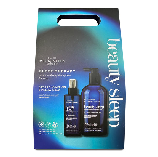 Pecksniff's Sleep Therapy Duo Gift Set – Beauty Sleep Bath & Shower Gel 300 ml & Pillow Spray 100 ml – Relaxing Aromatherapy for Restful Nights