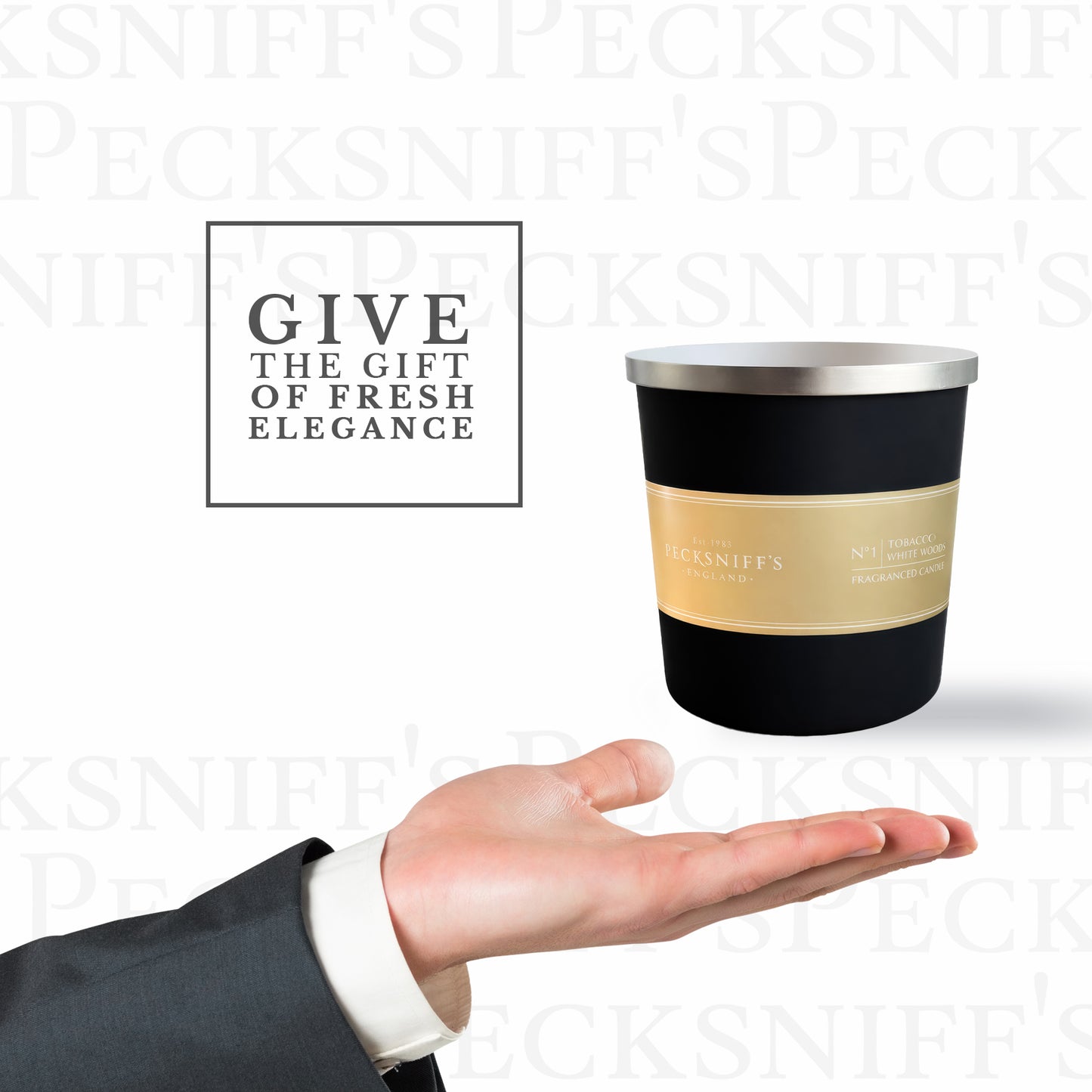 Pecksniffs Tobacco & White Wood Candle | 3 Wicks, 515g /18.16oz