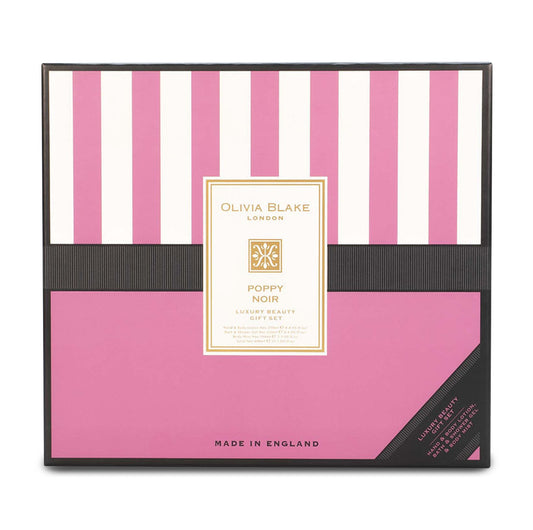 Olivia Blake Poppy Noir Trio Gift Set – 100 ml/3.38 fl oz Body Mist, 250 ml/8.45 fl oz Shower Gel, 250 ml/8.45 fl oz Body Lotion – Luxurious Everyday Essentials for Women