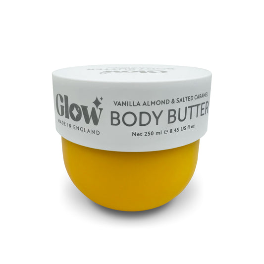 Glow Body Butter, Vanilla Almond & Salted Caramel, 250 ml / 8.45 fl oz, Made in England