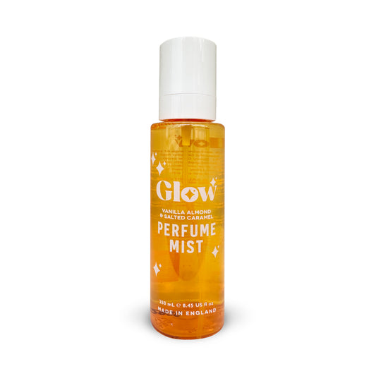 Glow Perfume Mist, Vanilla Almond & Salted Caramel Body Spray, 250 ml / 8.45 fl oz, Made in England