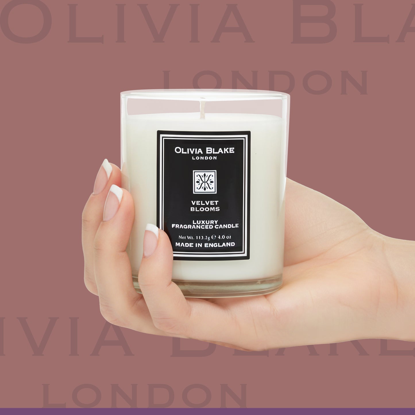 Olivia Blake Velvet Blooms Trio Gift Set – Luxury Bath & Shower Gel 250ml, Hand & Body Lotion 250ml, Fragranced Candle 100ml – Elegant Home & Body Collection, Made in London