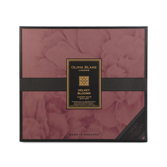 Olivia Blake Velvet Blooms Trio Gift Set – Luxury Bath & Shower Gel 250ml, Hand & Body Lotion 250ml, Fragranced Candle 100ml – Elegant Home & Body Collection, Made in London
