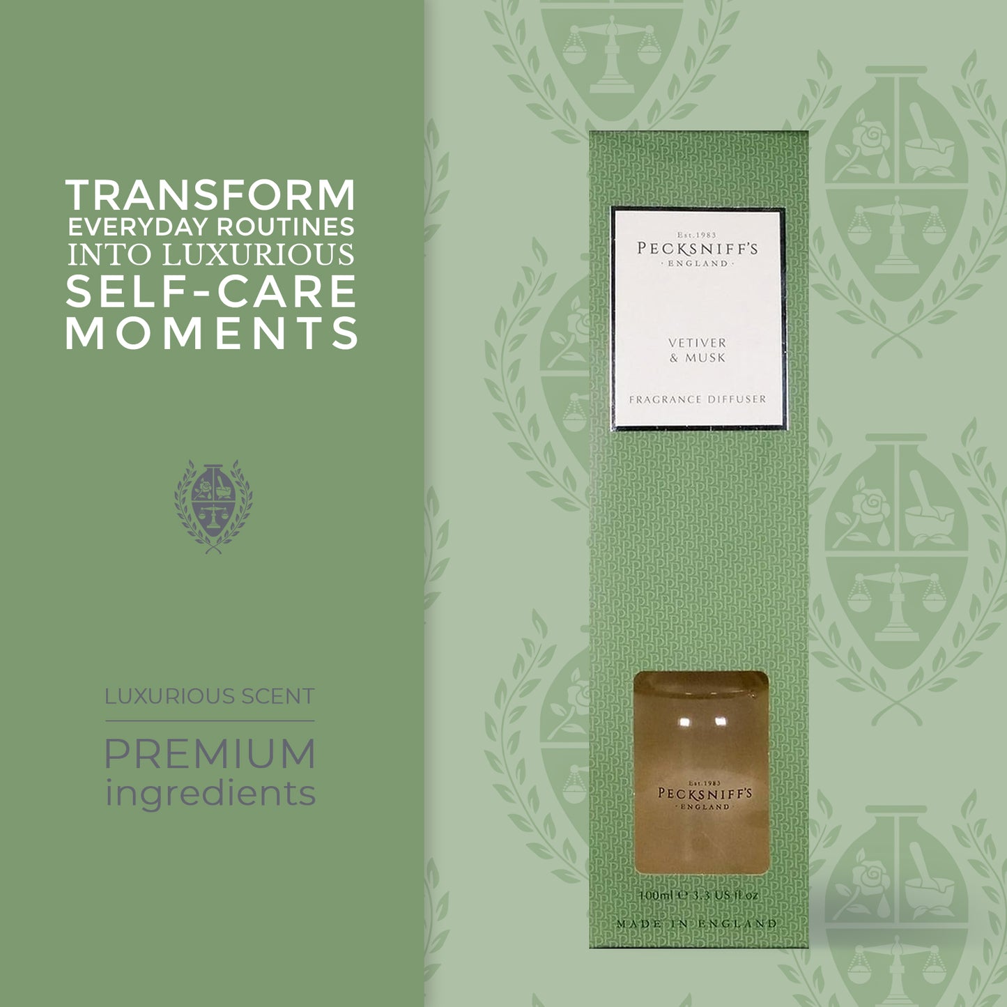 Pecksniffs Vetiver & Musk Diffuser | 100ml/3.38 Fl Oz