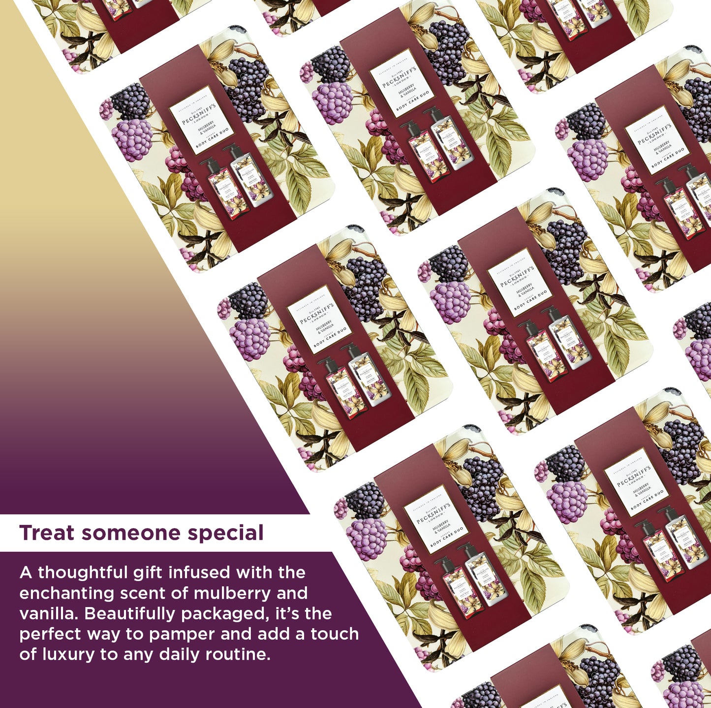 Pecksniff’s Body Care Duo Tin Box – Wildwood Mulberry & Vanilla 300ml Body Wash and 300ml Body Lotion Gift Set, Luxury Skincare Collection with Reusable Tin, Moisturizing & Nourishing for Daily Use